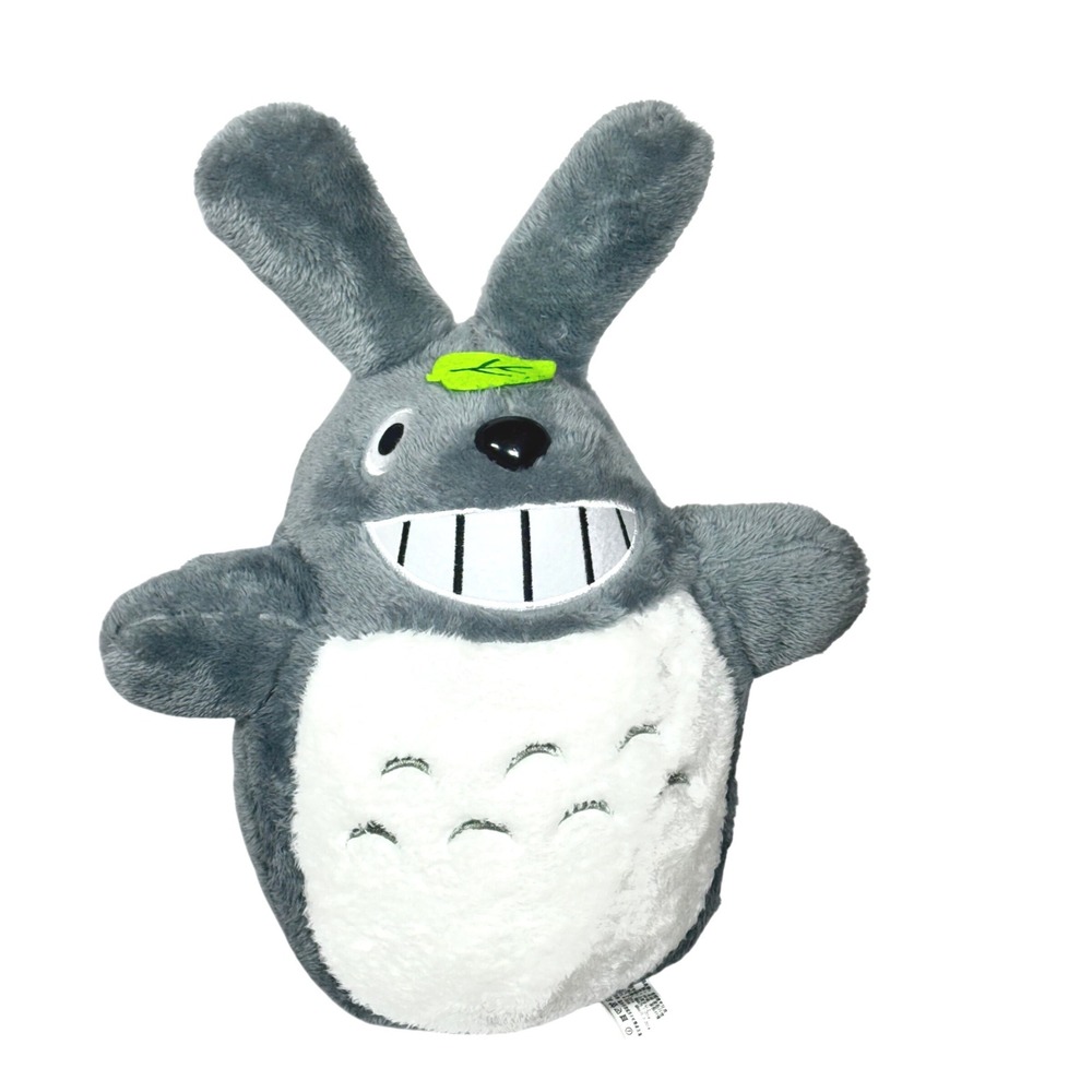 RARE My Neighbor Totoro Smiling Large Plush Toy with Leaf and Zipper Detail 17"